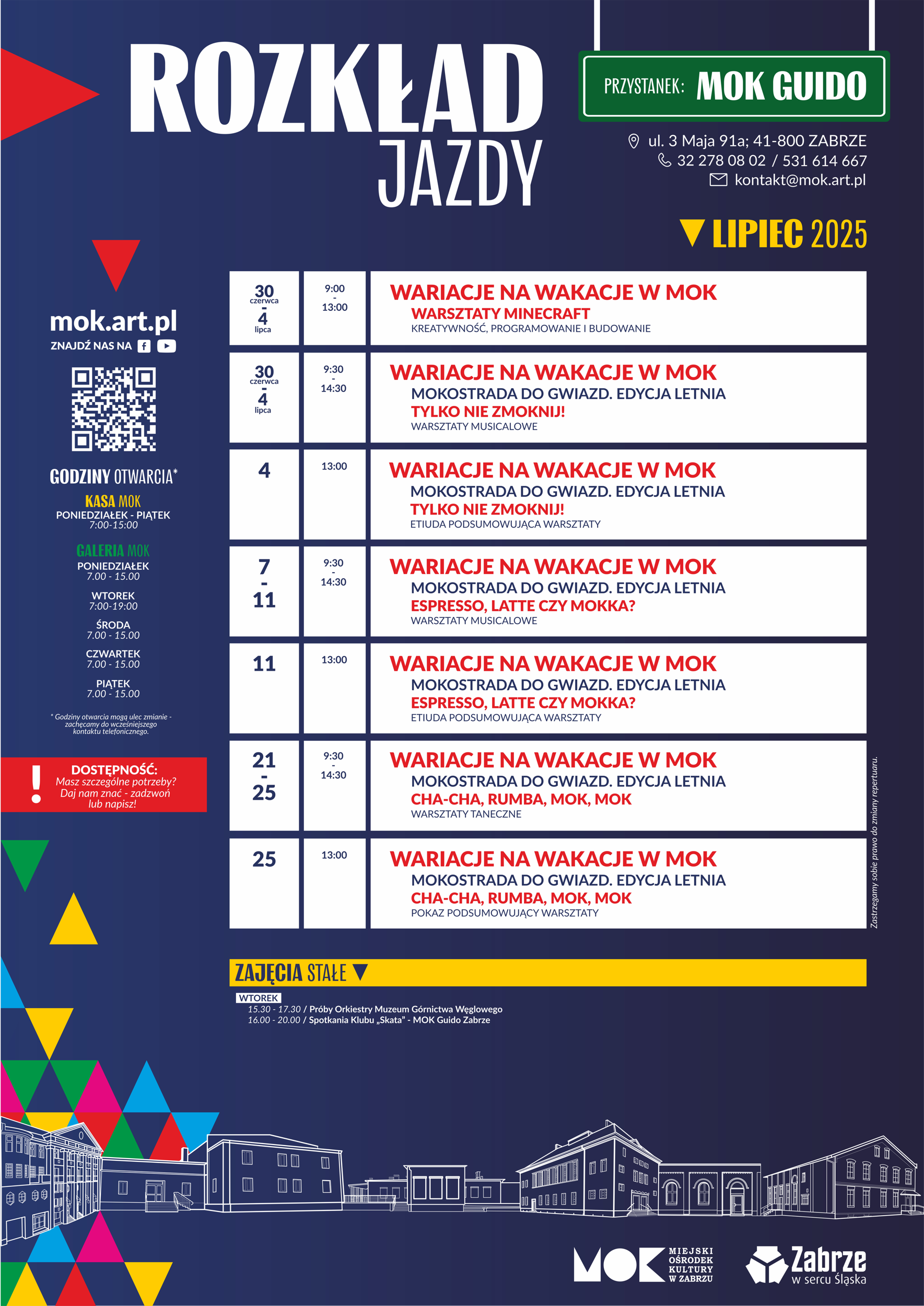 plakat z repertuarem MOK Guido na lipiec 2025